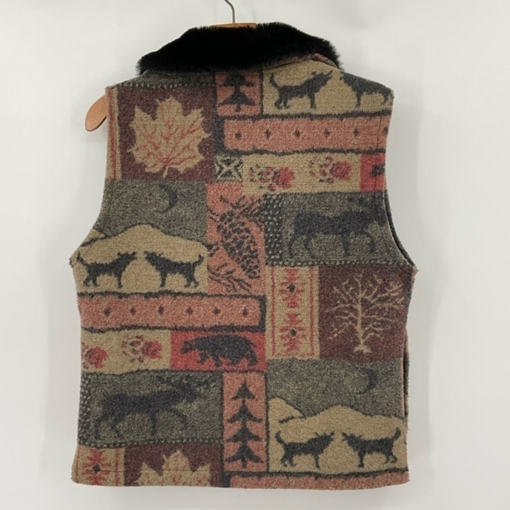 Black Mountain Outdoor Fleece Vest, W/Faux Fur Collar Size Small K19 - Picture 3 of 5